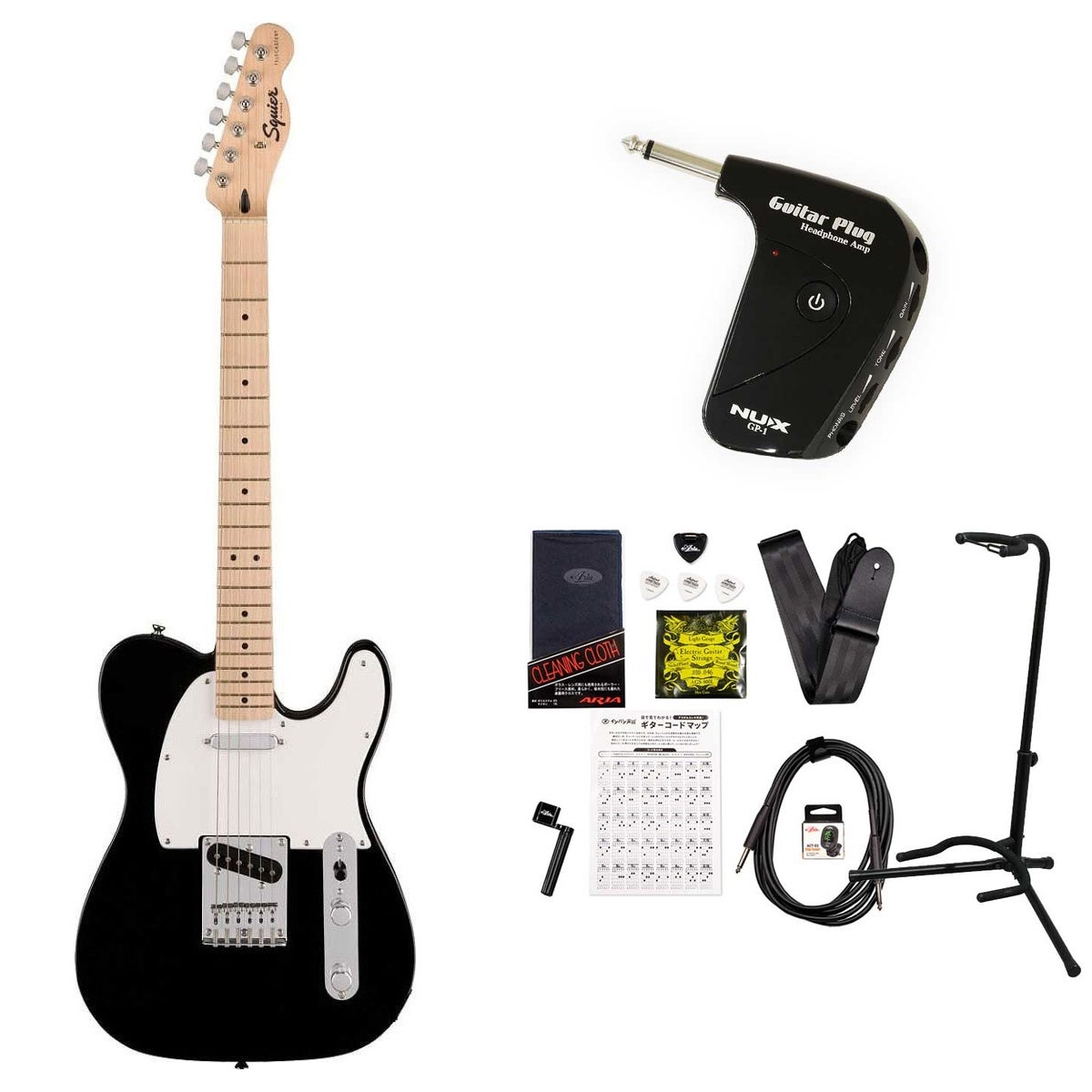 Squier by Fender / Sonic Telecaster Maple FB WH PG Black GP-1アンプ付属エレキギター初心者セットR