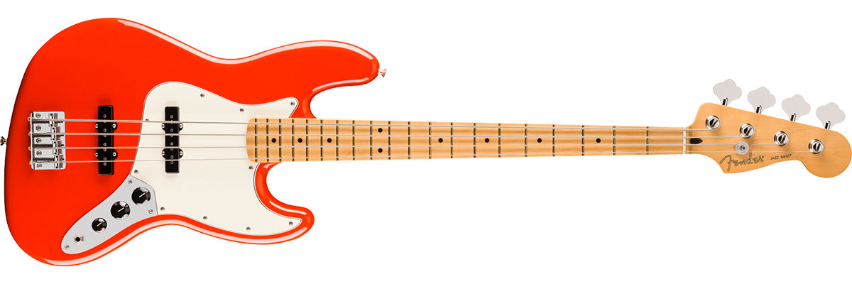 Player II Jazz Bass, Alder Body, Maple Fingerboard, Coral Red